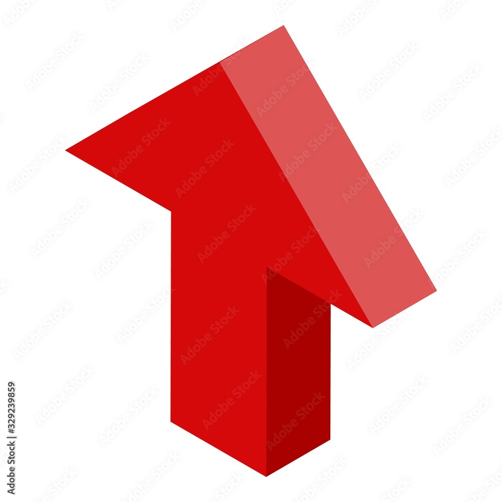 Poster red arrow up icon. isometric of red arrow up vector icon for web design isolated on white background