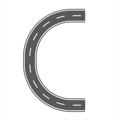 C letter for Road or street font. Flat and solid color vector illustration.