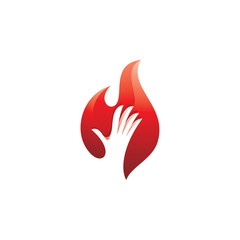 Hand Finger and Fire Flame Logo Design