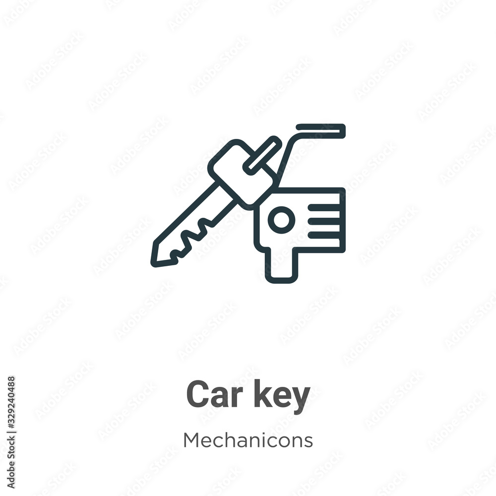 Poster car key outline vector icon. thin line black car key icon, flat vector simple element illustration f