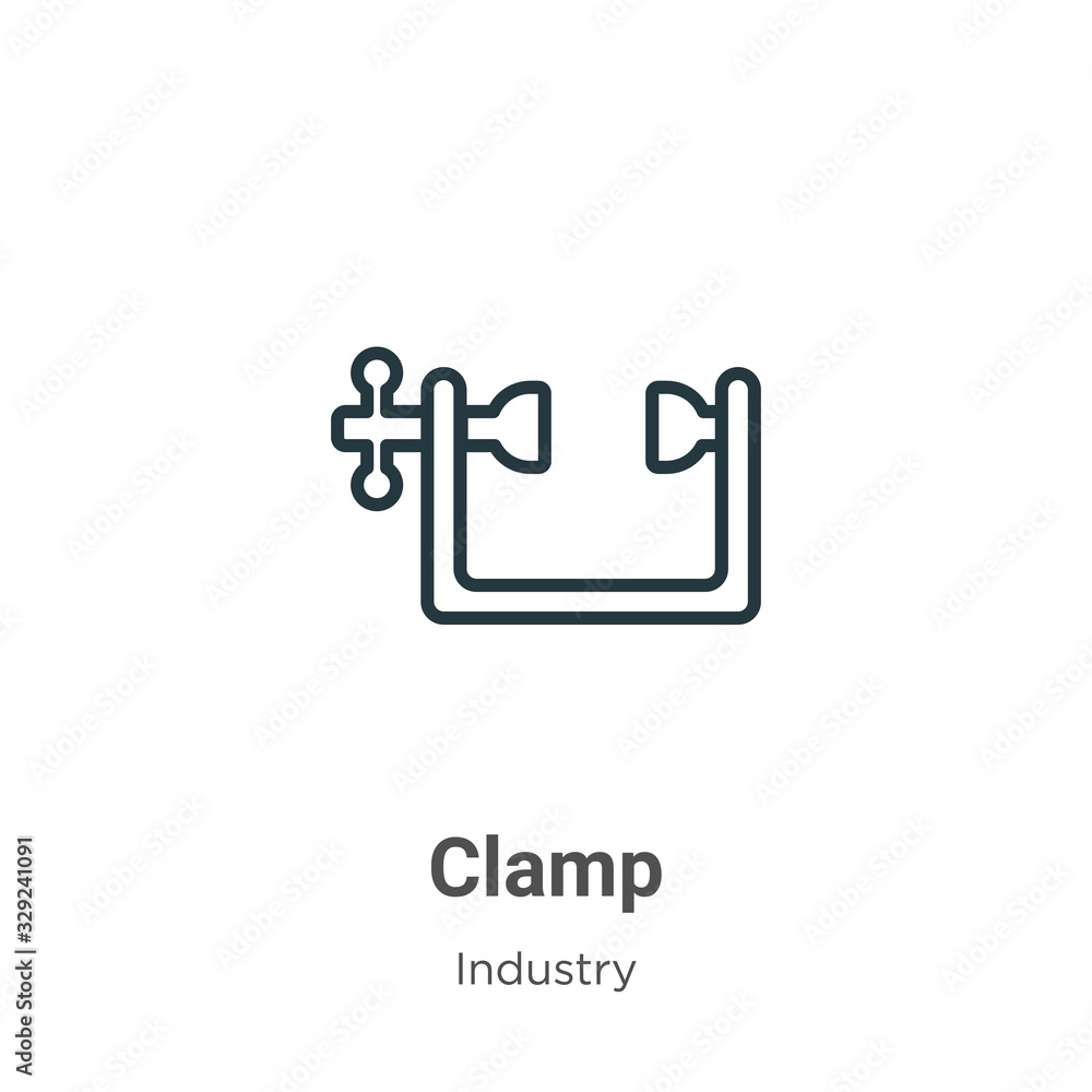 Poster clamp outline vector icon. thin line black clamp icon, flat vector simple element illustration from 