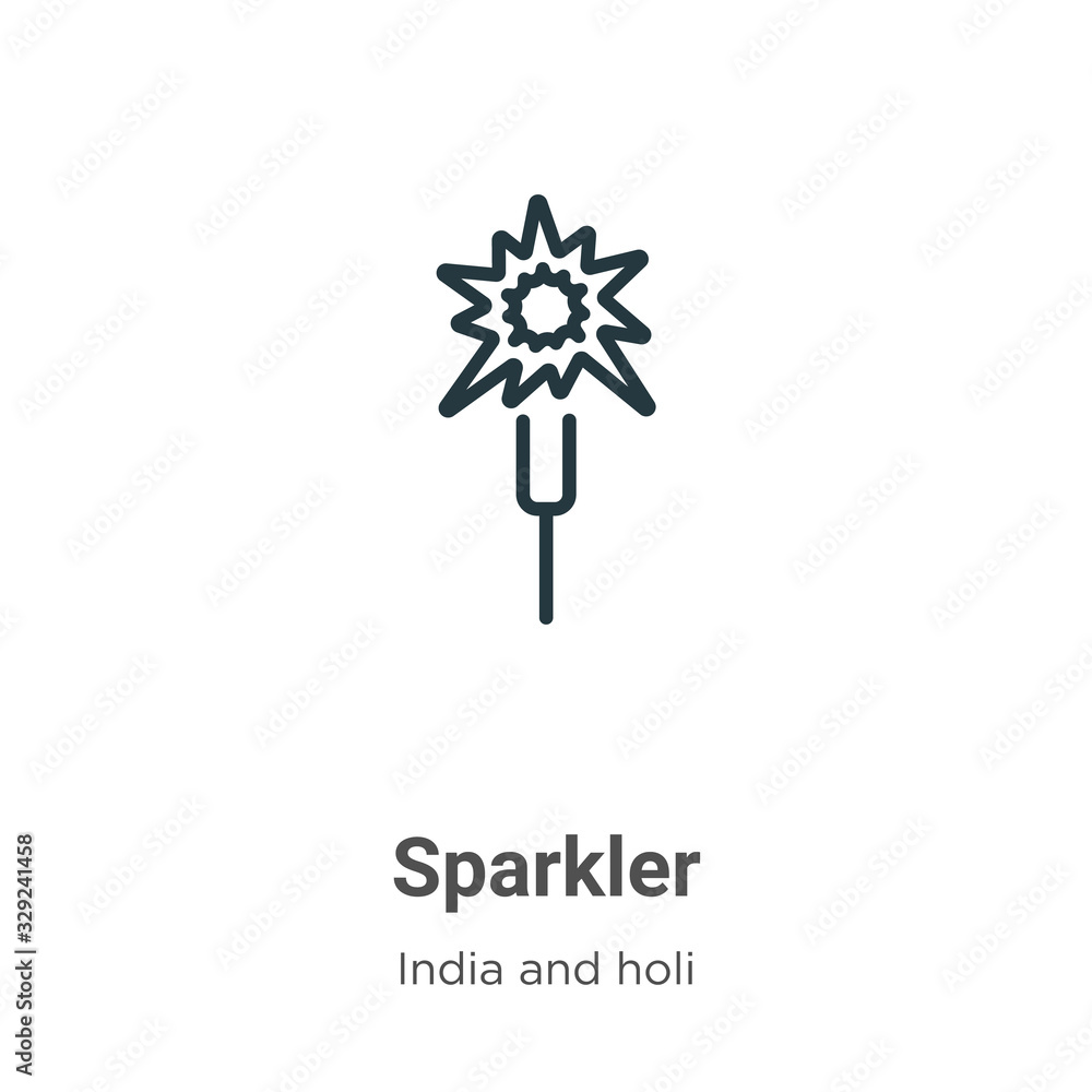 Poster sparkler outline vector icon. thin line black sparkler icon, flat vector simple element illustration