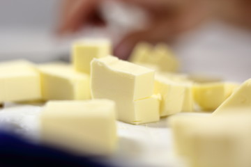 Diced butter. Making Lemon Mascarpone Pie Series.