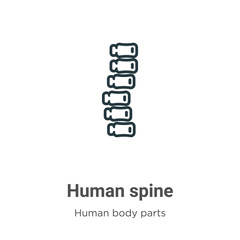 Human spine outline vector icon. Thin line black human spine icon, flat vector simple element illustration from editable human body parts concept isolated stroke on white background