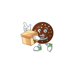 An icon of chokladboll mascot design style with a box