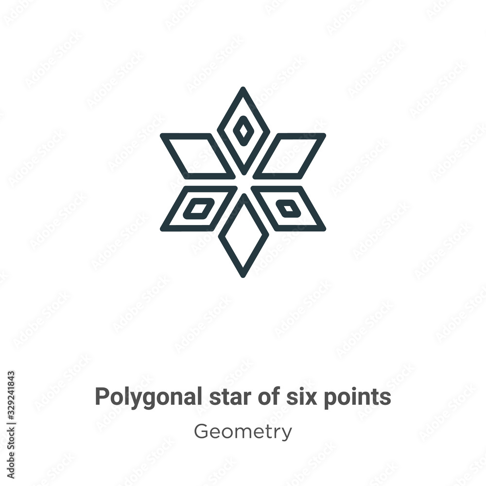 Poster polygonal star of six points outline vector icon. thin line black polygonal star of six points icon,