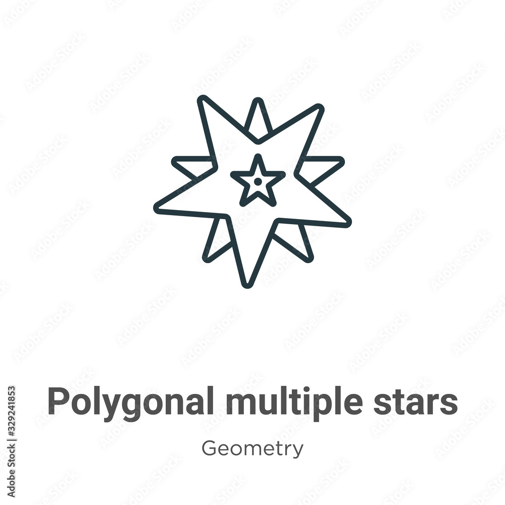 Poster polygonal multiple stars outline vector icon. thin line black polygonal multiple stars icon, flat ve
