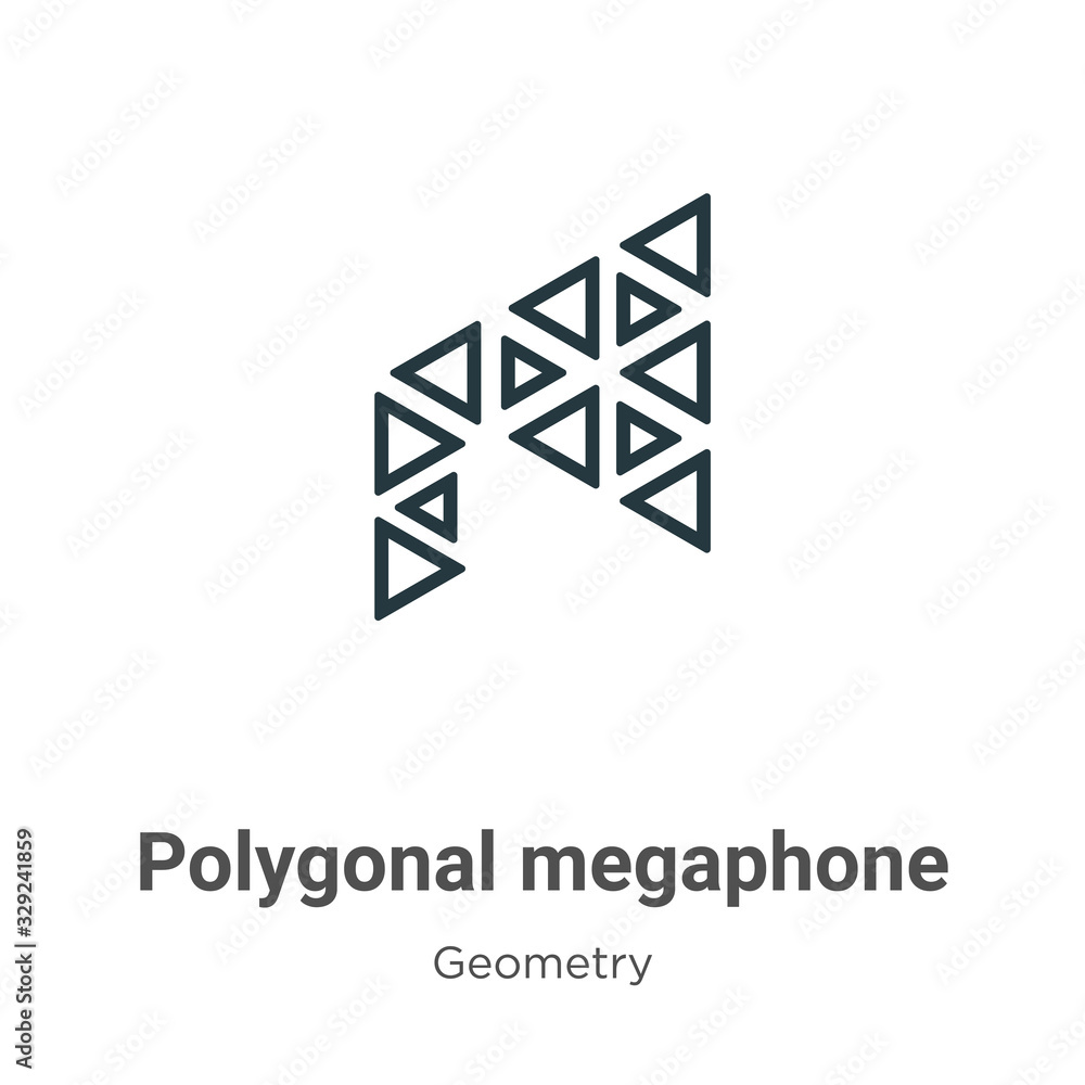 Poster polygonal megaphone outline vector icon. thin line black polygonal megaphone icon, flat vector simpl
