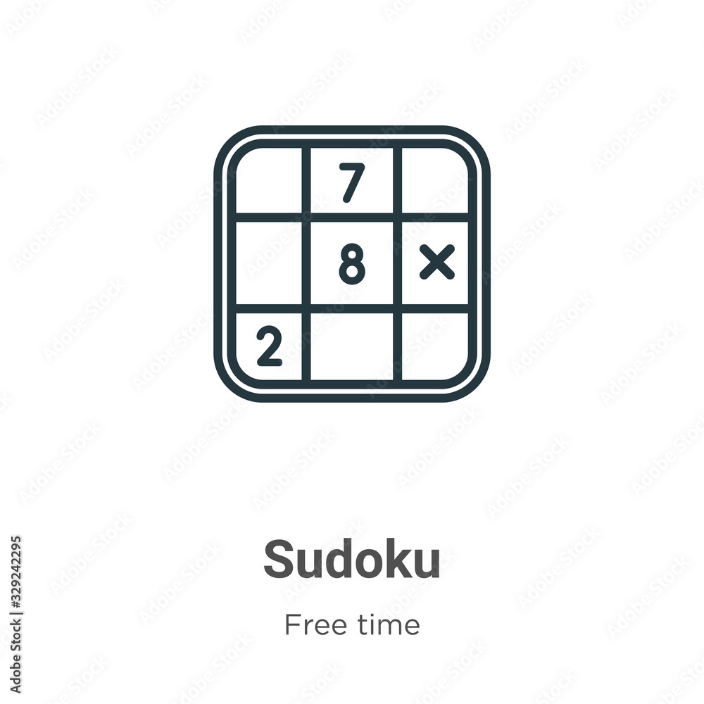 Aufkleber sudoku outline vector icon. thin line black sudoku icon, flat vector simple element illustration fro