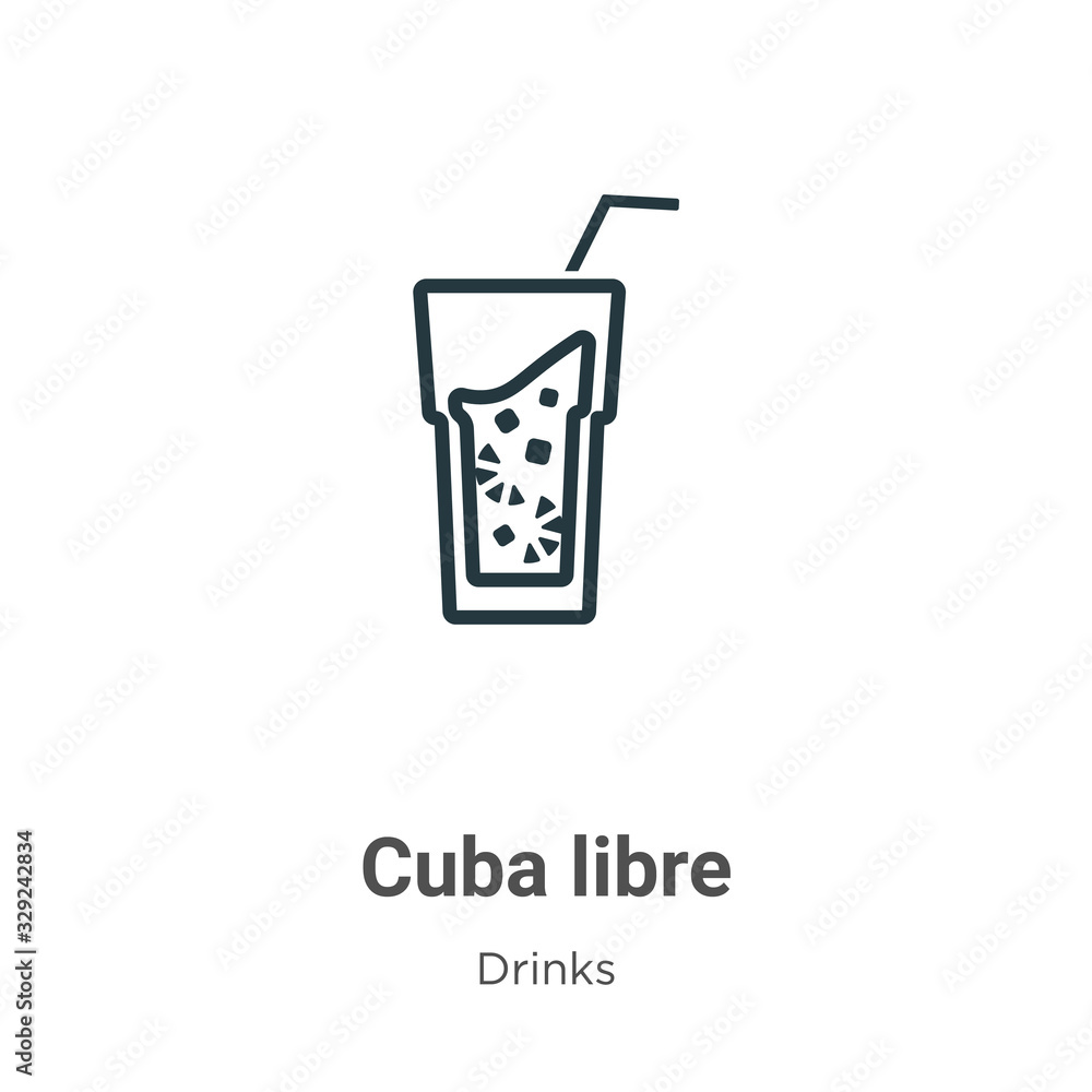 Poster cuba libre outline vector icon. thin line black cuba libre icon, flat vector simple element illustra