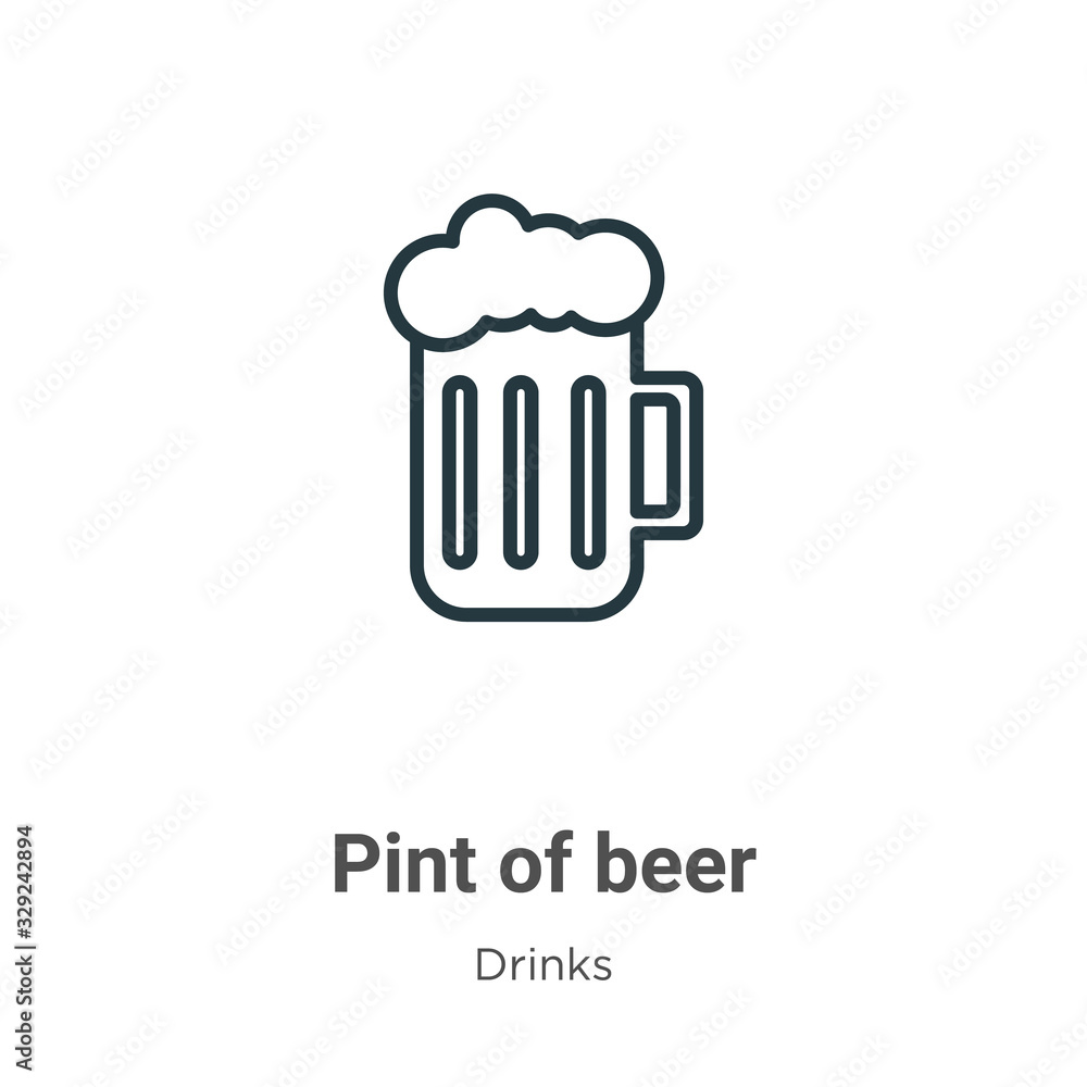 Poster pint of beer outline vector icon. thin line black pint of beer icon, flat vector simple element illu