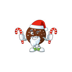 Friendly chokladboll in Santa Cartoon character with candies