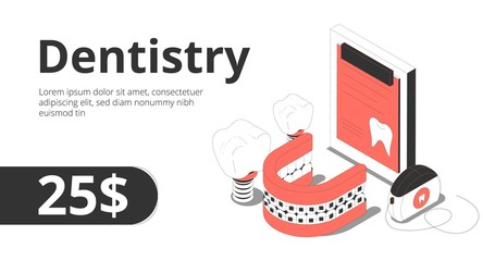 Dentistry Isometric Banner 