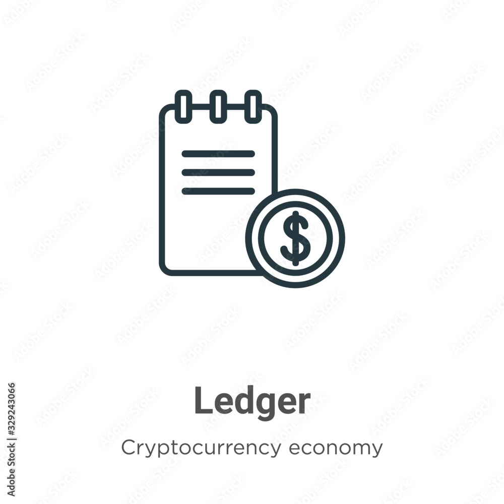 Poster ledger outline vector icon. thin line black ledger icon, flat vector simple element illustration fro