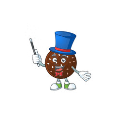 Charming chokladboll cartoon design performance as a Magician style
