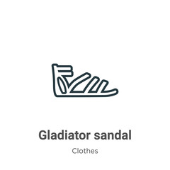 Gladiator sandal outline vector icon. Thin line black gladiator sandal icon, flat vector simple element illustration from editable clothes concept isolated stroke on white background