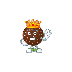 A Charismatic King of chokladboll cartoon character design
