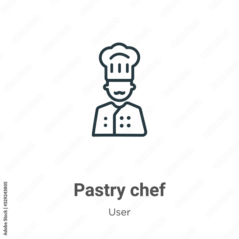 Poster pastry chef outline vector icon. thin line black pastry chef icon, flat vector simple element illust