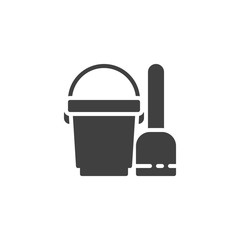 Toy bucket and spade vector icon. filled flat sign for mobile concept and web design. Sand bucket and shovel glyph icon. Symbol, logo illustration. Vector graphics