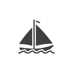 Sailboat vector icon. Sail yacht filled flat sign for mobile concept and web design. Yachting boat glyph icon. Symbol, logo illustration. Vector graphics