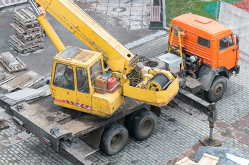 Russia, Moscow, December 07 2019, repair works on improvement in Moscow in winter time