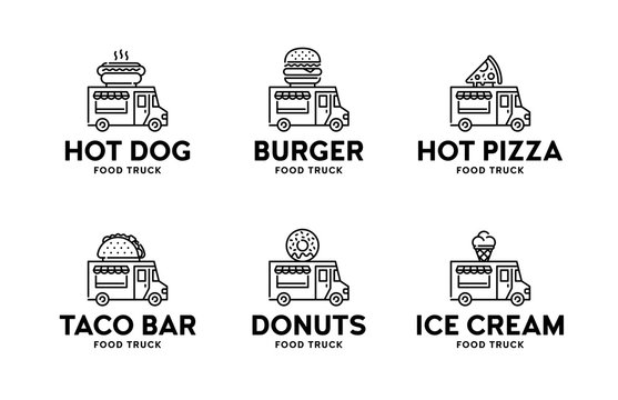 Street Food Truck Logo Set