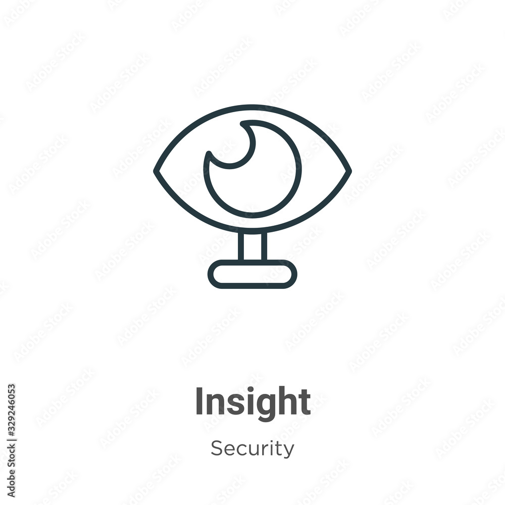 Poster insight outline vector icon. thin line black insight icon, flat vector simple element illustration f