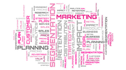 Obraz premium Purple word collage background. Marketing word cloud concept