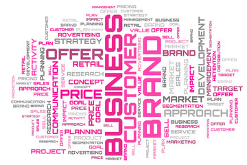 Business purple word collage on white background