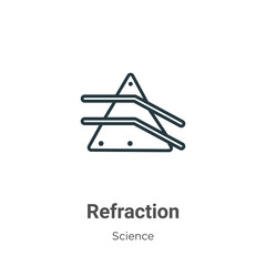 Refraction outline vector icon. Thin line black refraction icon, flat vector simple element illustration from editable science concept isolated stroke on white background