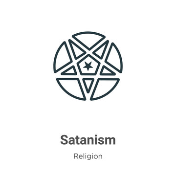 Satanism outline vector icon. Thin line black satanism icon, flat vector simple element illustration from editable religion concept isolated stroke on white background