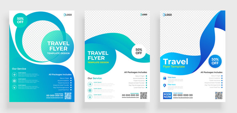 Travel Flyer Template Design With Contact And Venue Details.