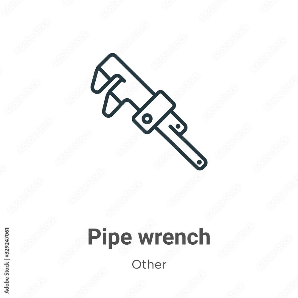 Poster pipe wrench outline vector icon. thin line black pipe wrench icon, flat vector simple element illust
