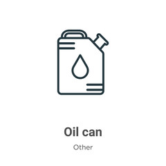 Oil can outline vector icon. Thin line black oil can icon, flat vector simple element illustration from editable other concept isolated stroke on white background