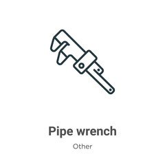 Pipe wrench outline vector icon. Thin line black pipe wrench icon, flat vector simple element illustration from editable other concept isolated stroke on white background