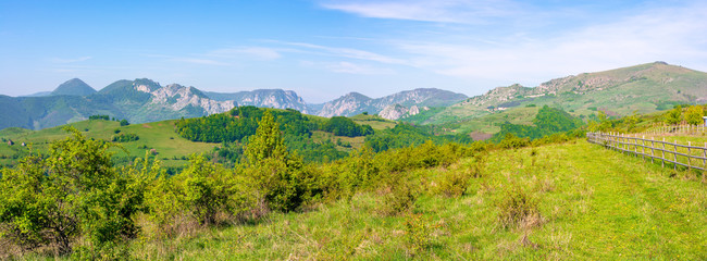 Fototapeta na wymiar beautiful panorama of gorges in trascau mountains, romania. alba country apuseni natural park in springtime. wonderful scenery in morning light