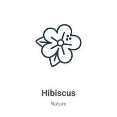 Hibiscus outline vector icon. Thin line black hibiscus icon, flat vector simple element illustration from editable nature concept isolated stroke on white background - obrazy, fototapety, plakaty