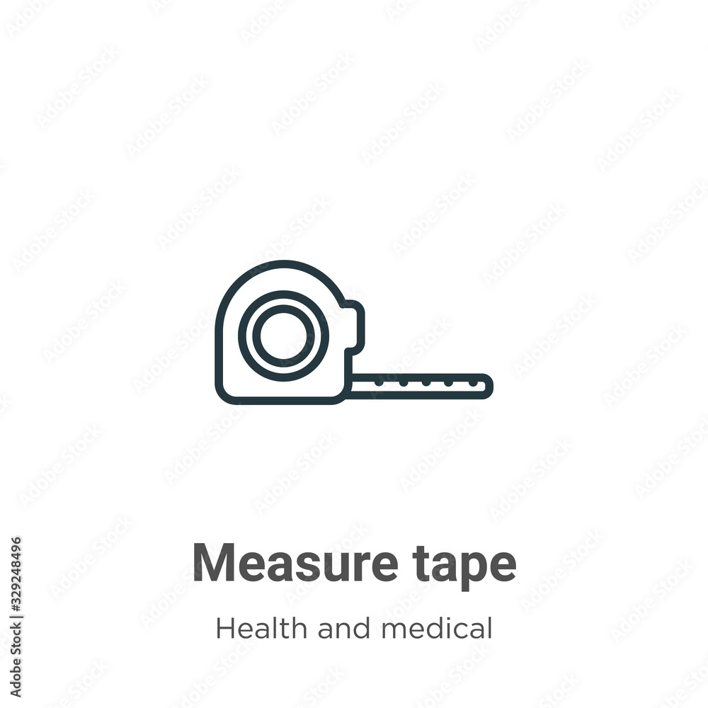 Poster measure tape outline vector icon. thin line black measure tape icon, flat vector simple element illu
