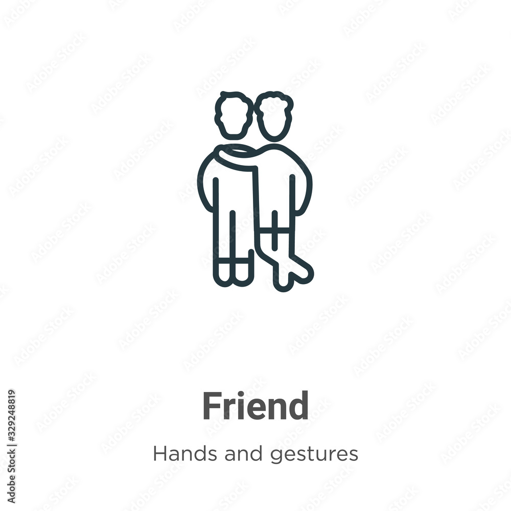 Poster friend outline vector icon. thin line black friend icon, flat vector simple element illustration fro