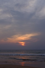Naklejka na ściany i meble Beautiful sunset in the Indian ocean on the island of Sri Lanka