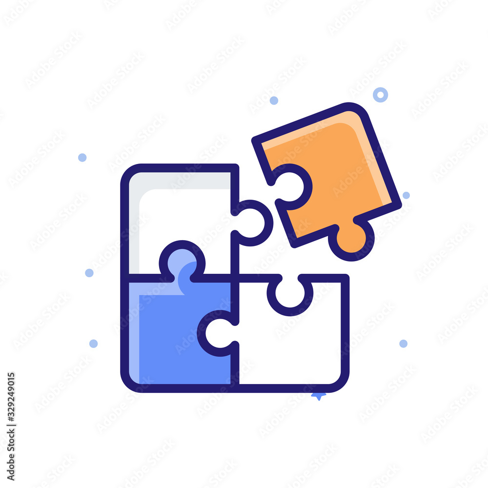 Poster problem solving vector illustration outline filled with color background and investment icon.