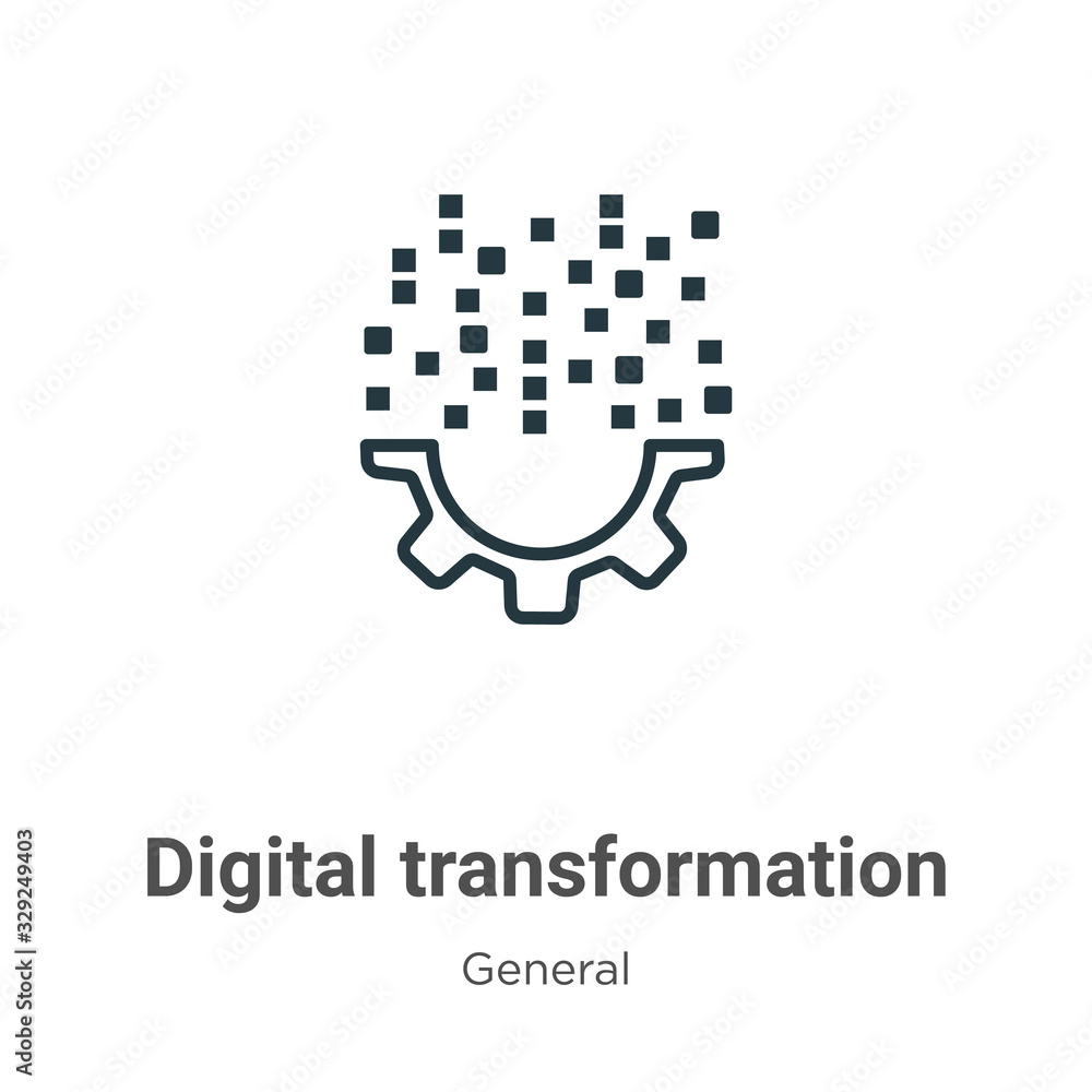 Aufkleber digital transformation outline vector icon. thin line black digital transformation icon, flat vector