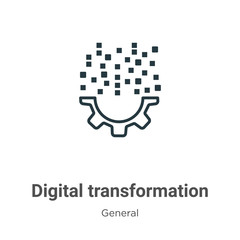 Digital transformation outline vector icon. Thin line black digital transformation icon, flat vector simple element illustration from editable general concept isolated stroke on white background
