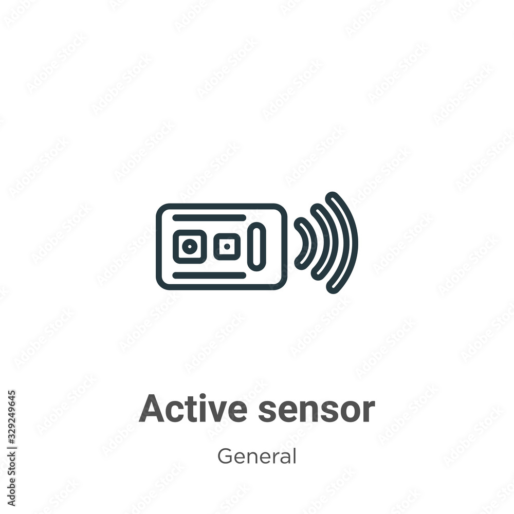 Poster active sensor outline vector icon. thin line black active sensor icon, flat vector simple element il