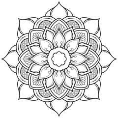 Circle flower of mandala with floral ornament pattern,Vector mandala relaxation patterns unique design with nature style, Hand drawn pattern,Mandala template for page decoration cards, book, logos