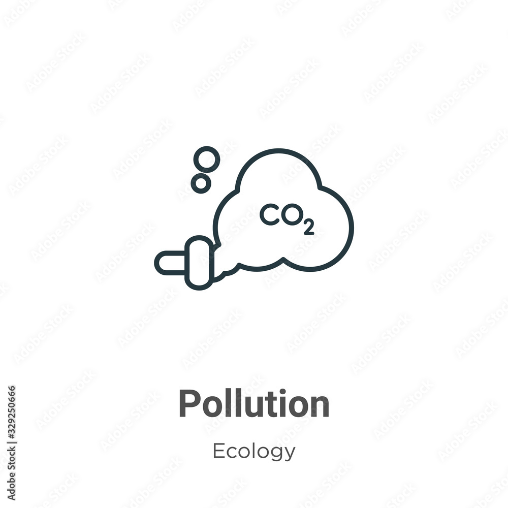 Poster pollution outline vector icon. thin line black pollution icon, flat vector simple element illustrati