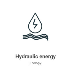 Fototapeta premium Hydraulic energy outline vector icon. Thin line black hydraulic energy icon, flat vector simple element illustration from editable ecology concept isolated stroke on white background