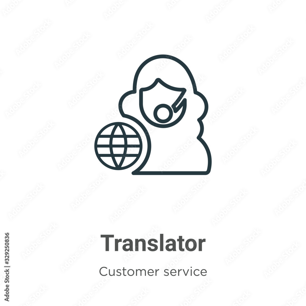 Poster translator outline vector icon. thin line black translator icon, flat vector simple element illustra
