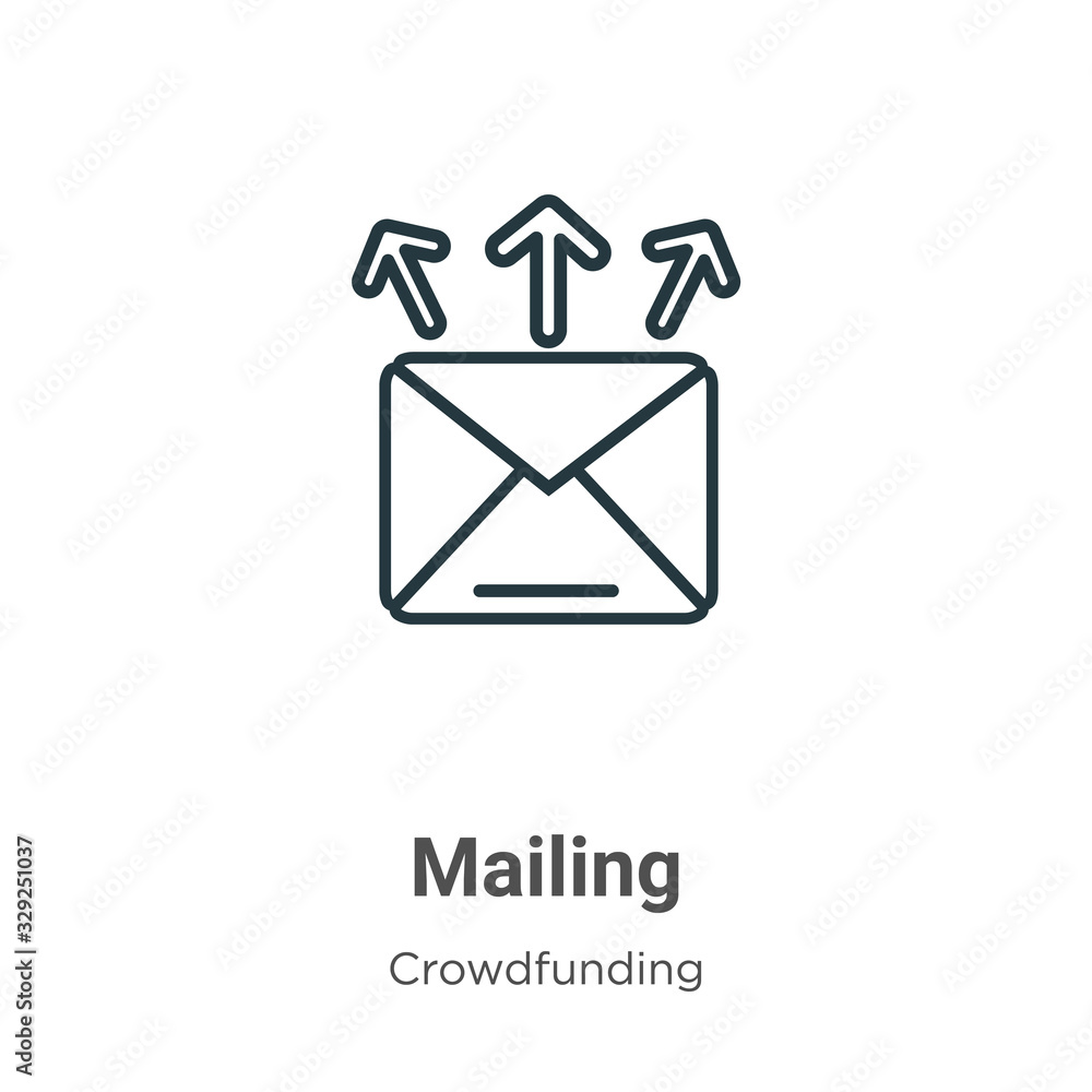 Poster mailing outline vector icon. thin line black mailing icon, flat vector simple element illustration f