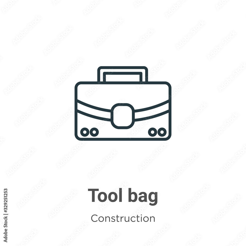 Poster tool bag outline vector icon. thin line black tool bag icon, flat vector simple element illustration
